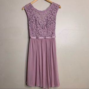 David’s Bridal Short Lace and Mesh Dress Quartz F17019